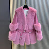 Faux Fur and Leather Winter Coat DH20: Purple