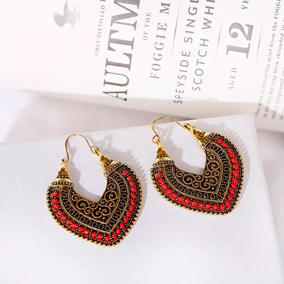 Vintage drop earrings | Red