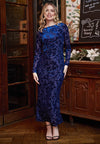 Maxi Dress in Navy Burnout Velvet: XS