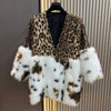 Sequin Jacket with Faux Fur Trim DH26: Leopard