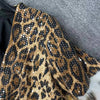 Sequin Jacket with Faux Fur Trim DH26: Leopard