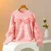 Dreamy Sweater with Floral Trim and Crystals SK169