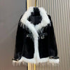 Chic Black & White Faux Fur Trim Jacket DH32