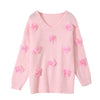 Cosy Sweater with 3D Floral Embellishments SK156: Lilac