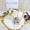 Bumble Bee Detailed Oyster Shell Decorative Trinket Dish 8.5
