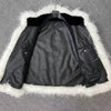 Chic Black & White Faux Fur Trim Jacket DH32