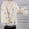 Polka-Dot Shaggy Cape Coat CE102: Yellow Mix