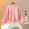 Dreamy Sweater with Floral Trim and Crystals SK169