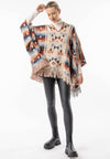 Californian Hooded Batwing Poncho with Fringe: California / One Size