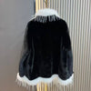 Chic Black & White Faux Fur Trim Jacket DH32