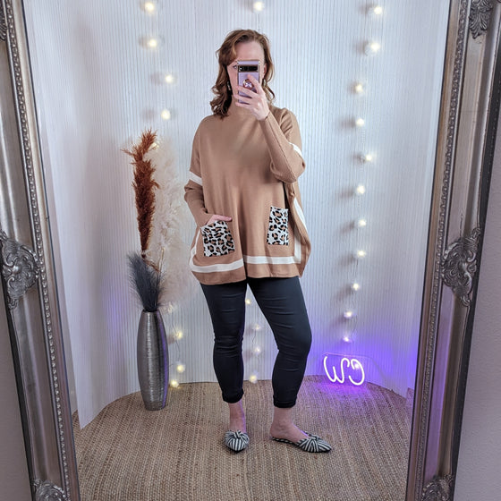 Soft jumper with pockets| Oversized | Toffee