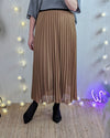 Pleated lined skirt | Camel