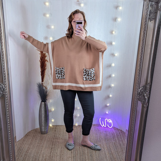 Soft jumper with pockets| Oversized | Toffee