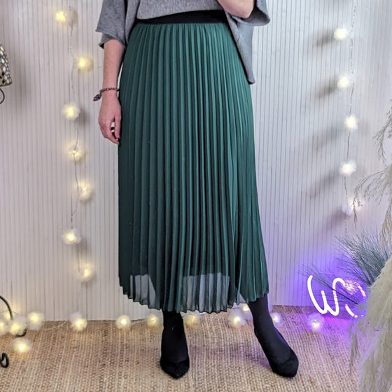 Pleated lined skirt | Green