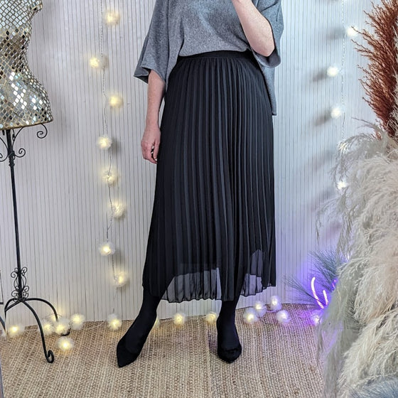 Pleated lined skirt | Black