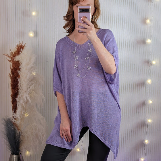 High low crochet tunic | Lilac