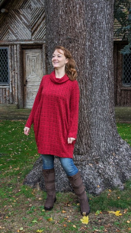 Knit dress with pockets | Red