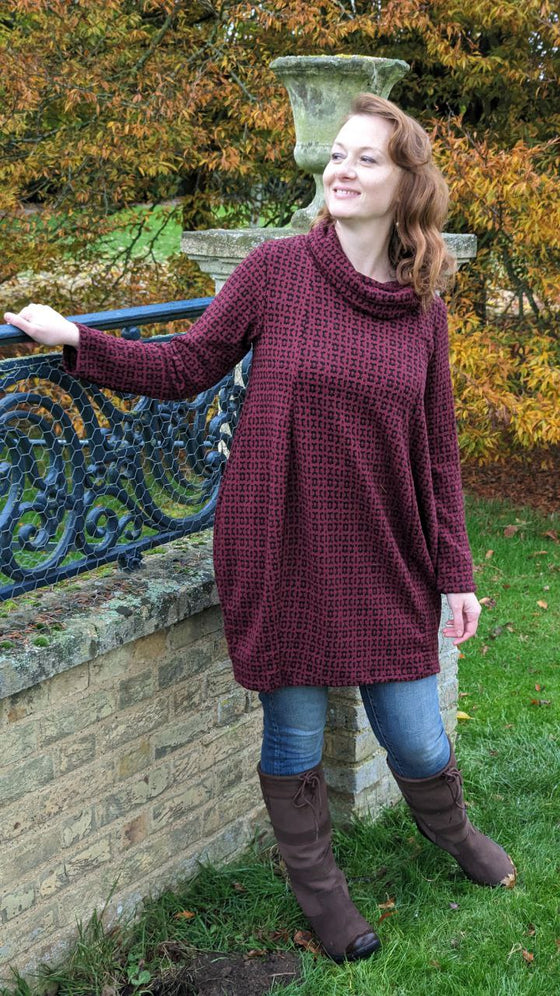 Knit dress with pockets | Burgundy