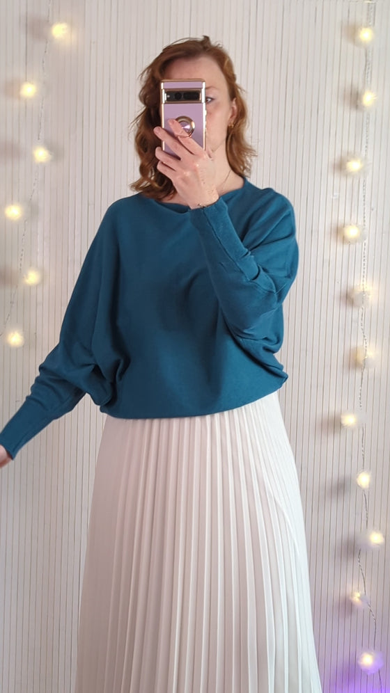 Soft fine knit jumper | Teal