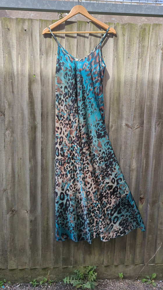 Maxi cami dress in teal | Animal print | Teal