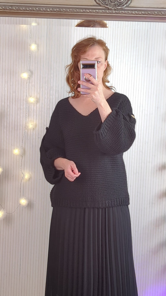 Chunky Alpaca mix jumper | Black