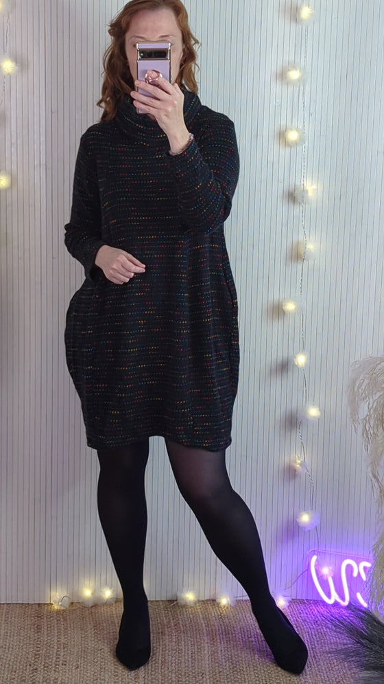 Rainbow knit dress | Black