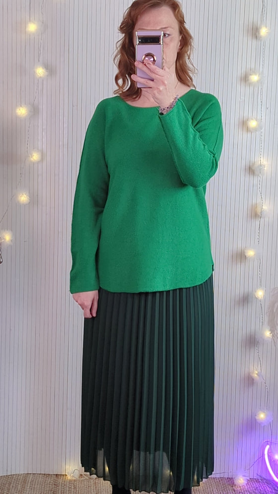 Soft round neck jumper | Green