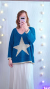 Italian star jumper in Parisian blue