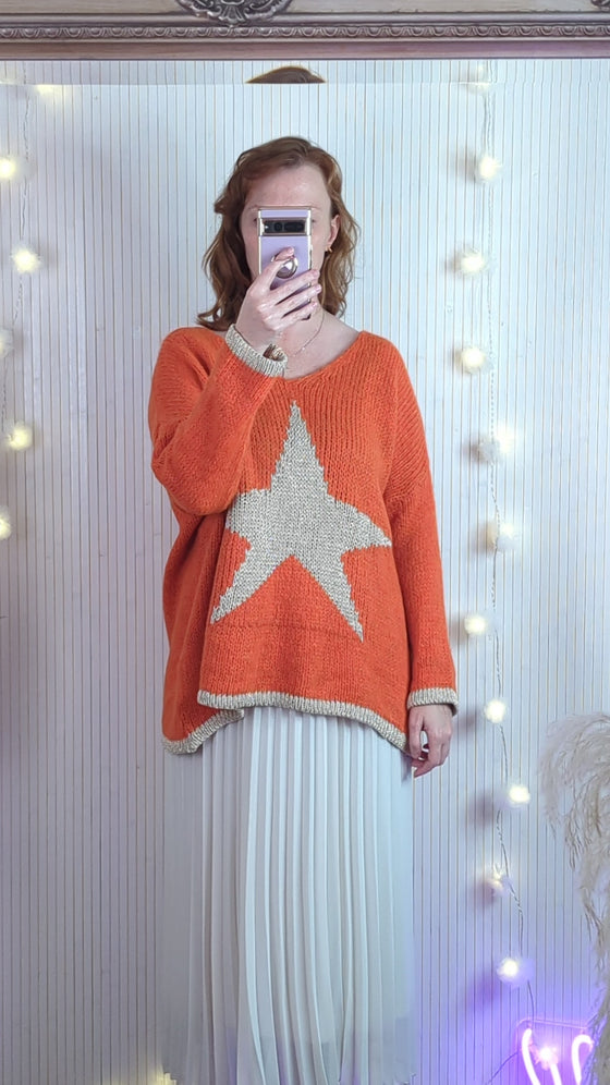 Italian star jumper in Orange