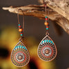 Long Mandala Hanging Teardrop Earrings